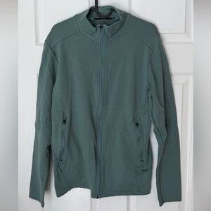 Ibex Teal Green Full-Zip Jacket 100% Merino Wool